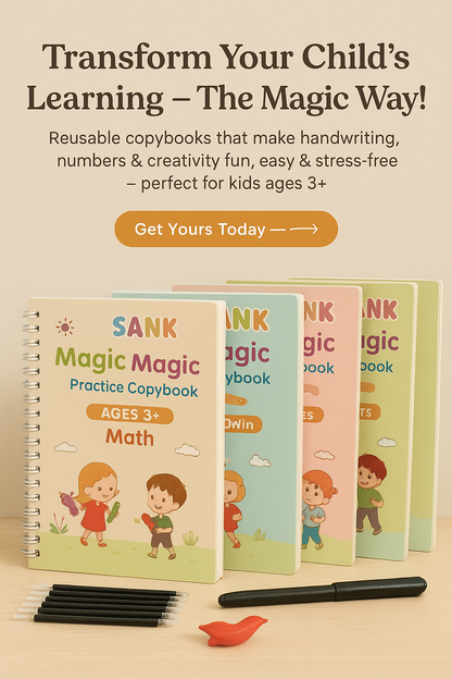 Sank Magic Practice Copybook (4 BOOKS,1 PEN,1 GRIP,10 REFILL) Pack of 1