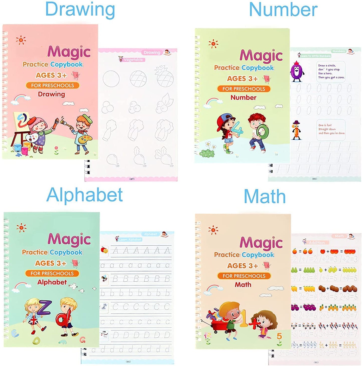Sank Magic Practice Copybook (4 BOOKS,1 PEN,1 GRIP,10 REFILL) Pack of 1