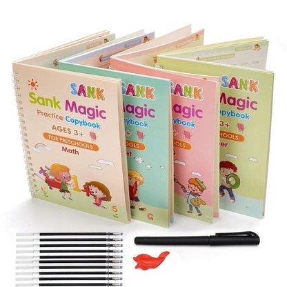Sank Magic Practice Copybook (4 BOOKS,1 PEN,1 GRIP,10 REFILL) Pack of 1